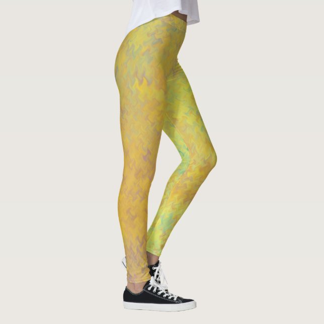 Leggings Motif d'art marbré jaune doré (Droite)