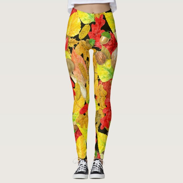 Leggings Motif d'automne aquarelle (Devant)