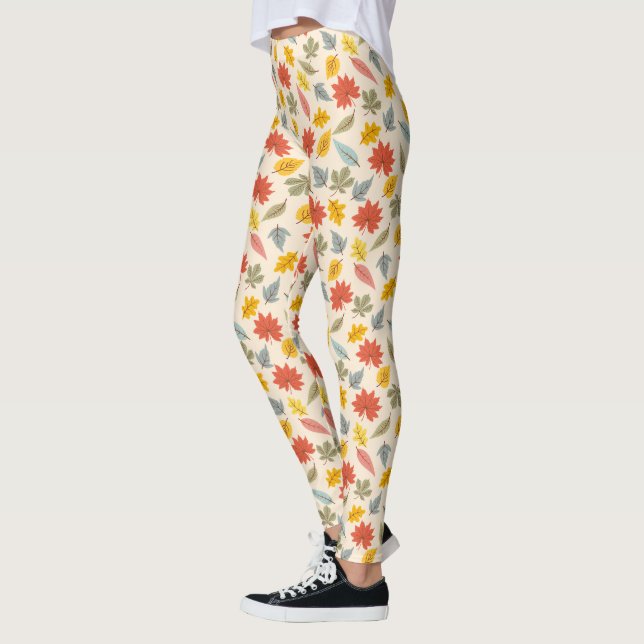 Leggings Motif d'automne feuille colorée (Gauche)