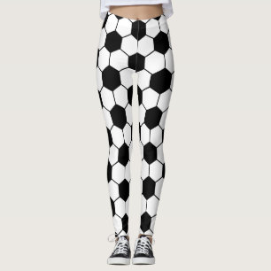 Leggings Motif de balle de football noir et blanc