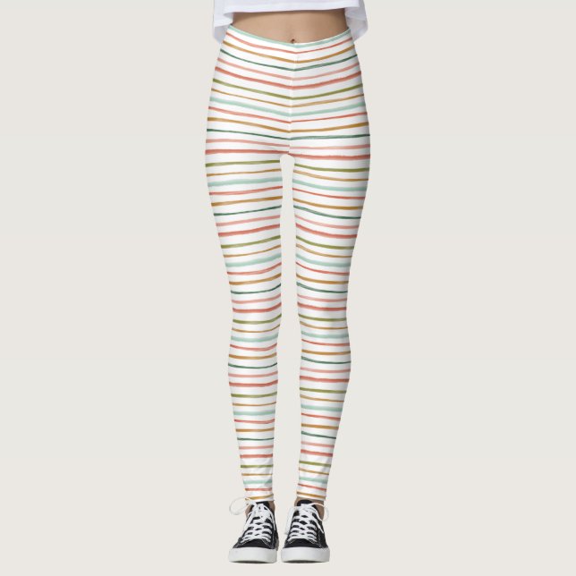 Leggings Motif de bandes colorées d'aquarelle (Devant)