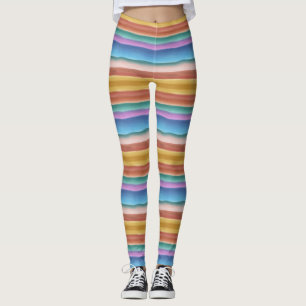 Leggings Motif de bandes d'aquarelle multicolore