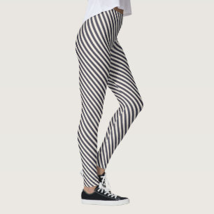 Leggings Motif de bandes diagonales bleu foncé