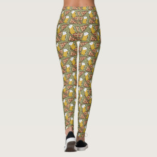Leggings Motif de bière et de pizza