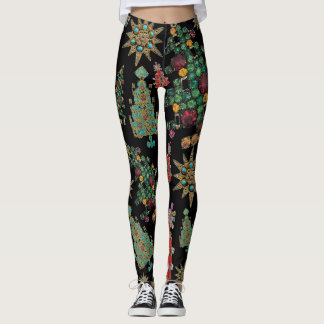 Leggings Motif de bijoux de Noël élégant Noir