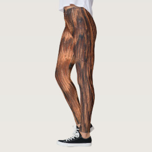 Leggings motif de bois rustique