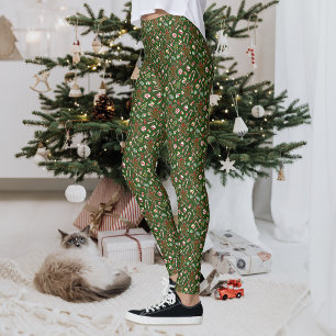 Leggings Motif de bonbon en pain d'épice festif vert ludiqu