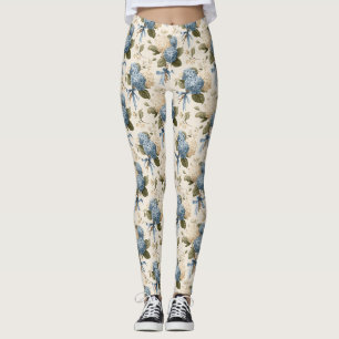 Leggings Motif de bouquet d'hortensias vintage