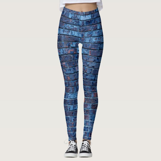 Leggings Motif de briques bleues (Devant)