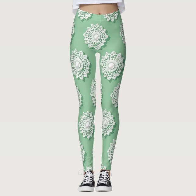 Leggings Motif de broderie Crochet moderne (Devant)