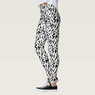 Leggings Motif de brosse à pinceau noir
