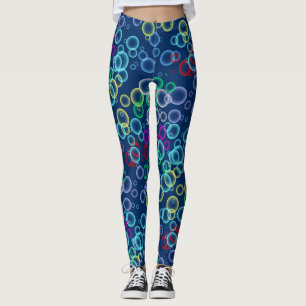 Leggings motif de bulle 02.b fond bleu foncé