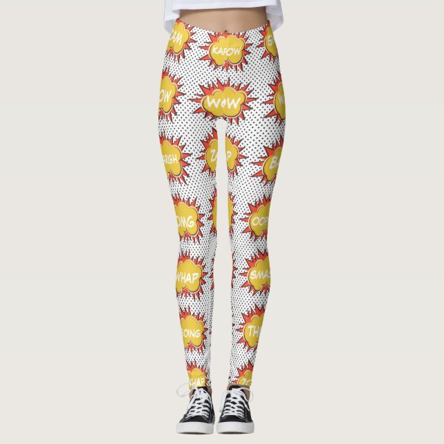 Leggings Motif de bulles de texte de BD explosive (Devant)