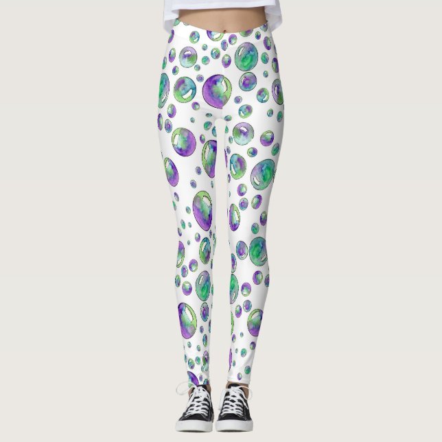 Leggings Motif de bulles violettes (Devant)
