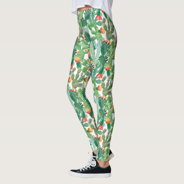 Leggings Motif de cactus aquarelle (Gauche)