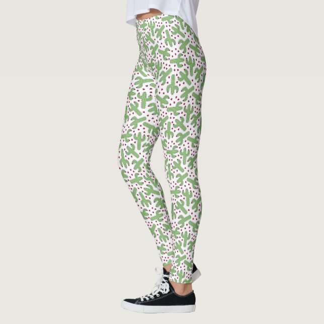 Leggings Motif de cactus et de fleurs roses (Gauche)