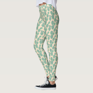 Leggings Motif de cactus vert et rose