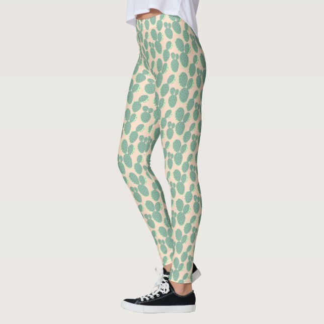 Leggings Motif de cactus vert et rose (Gauche)