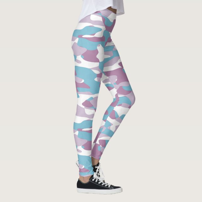 Leggings Motif de camouflage blanc rose turquoise (Droite)