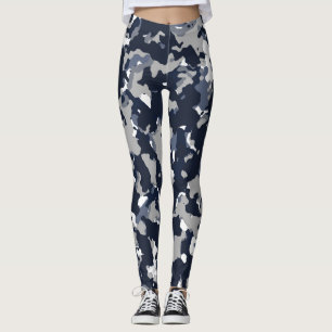 Leggings Motif de camouflage bleu gris blanc Camo