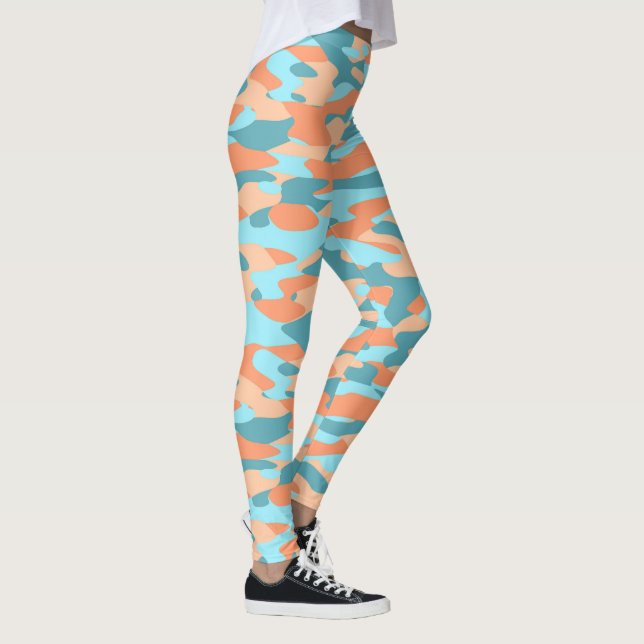 Leggings Motif de camouflage bleu Turquoise orange Turquois (Droite)