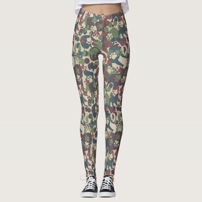 Leggings Motif de camouflage de chien (Devant)
