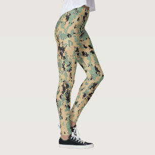 Leggings Motif de camouflage numérique – Tan-Green LG