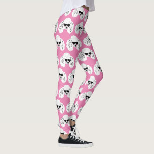 Leggings Motif de caniche mignon rose