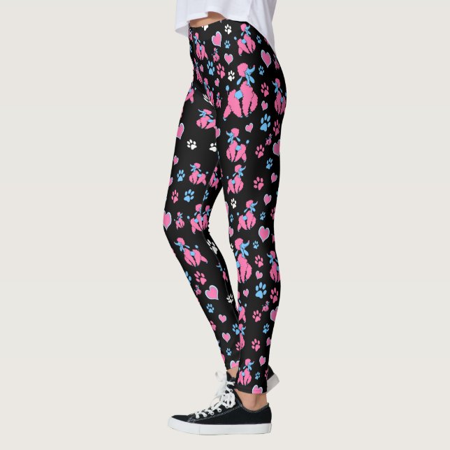 Leggings Motif de caniche rose et bleu sur Arrière - plan n (Gauche)