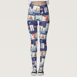 Leggings Motif de carreau en papier découpé patriotique str