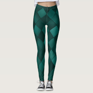 Leggings Motif de carreaux d'émeraude – Luxe Moderne