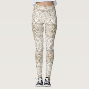 Leggings Motif de carreaux floraux géométriques ornés