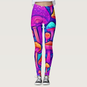 Leggings Motif de champignons colorés