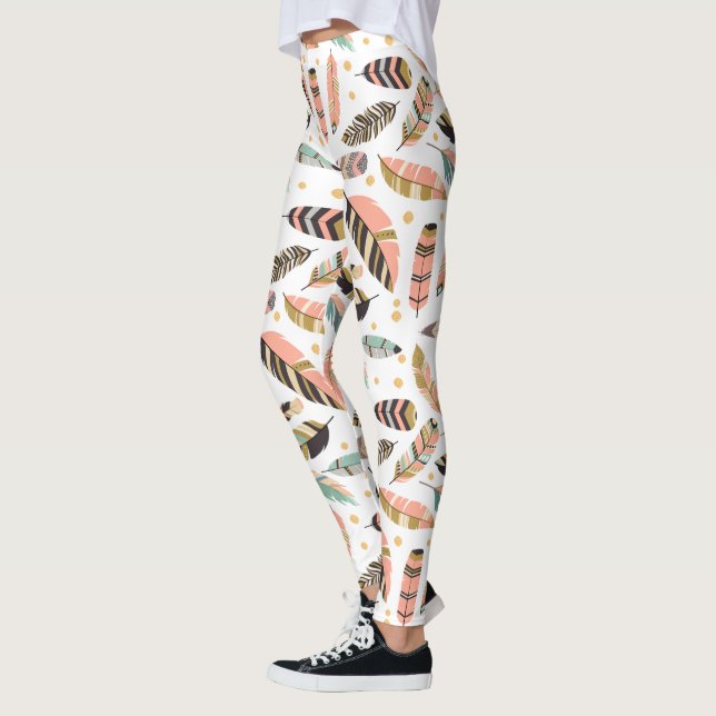 Leggings Motif de chatouillement de plume (Gauche)