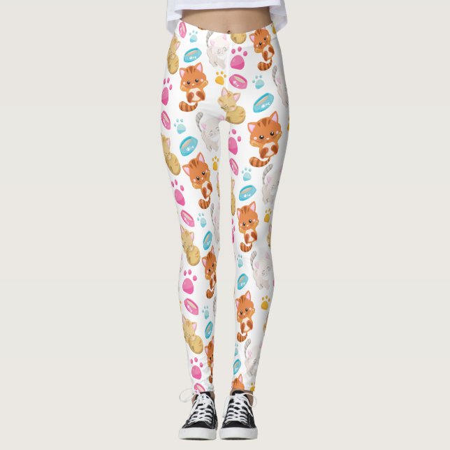 Leggings Motif De Chats, Chats Mignons, Kitty, Chatons, Paw (Devant)