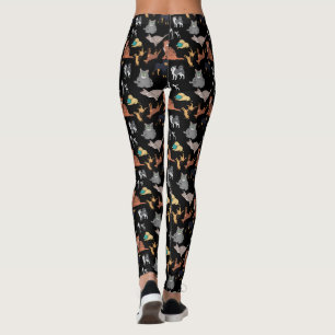 Leggings Motif de chats et de chiens sur fond noir 