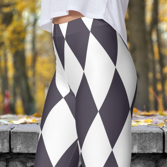 Leggings Motif de chèques en noir et blanc (Harlequin Black & White )