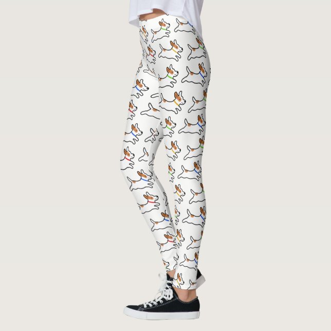 Leggings Motif de chiens de bande dessinée de Jack Russell (Gauche)