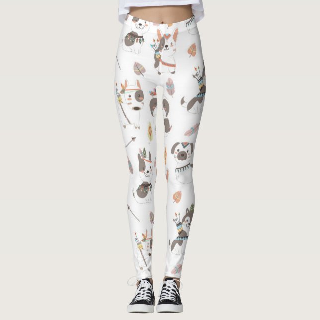 Leggings Motif de chiot amérindien mignon (Devant)