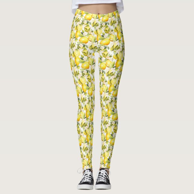 Leggings Motif de citron de la côte d'Amalfi (Devant)