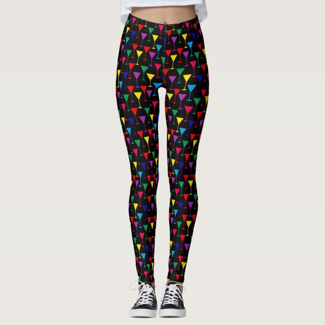 Leggings Motif de cocktail Martini coloré (Devant)