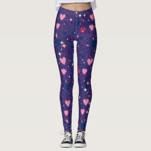 Leggings Motif de coeur brillant 01 DBlue BG
