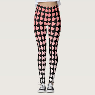 Leggings Motif de coeur rose et noir Dégradé Girly