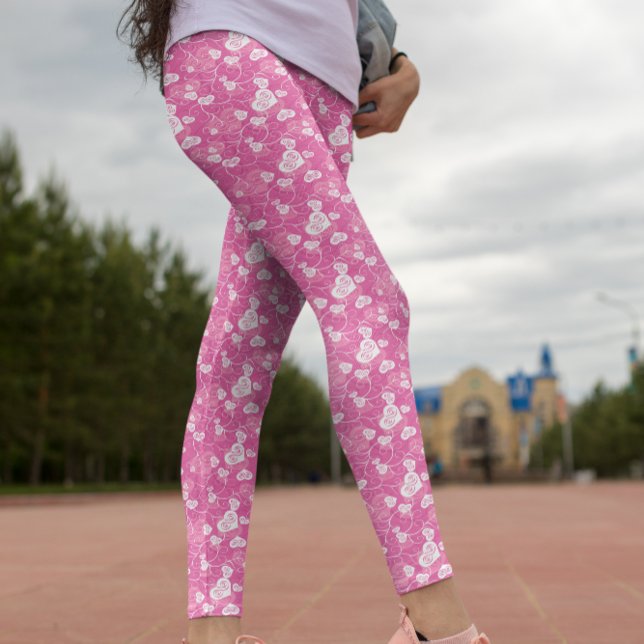 Leggings Motif de coeur rose floral (Créateur téléchargé)