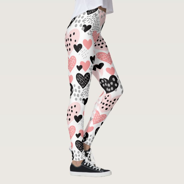 Leggings Motif de cœurs et de points dessinés à la main ID4 (Droite)