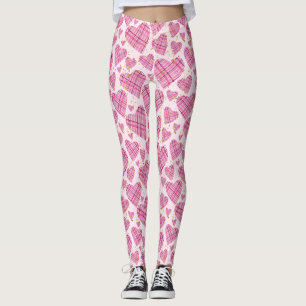 Leggings Motif de Coeurs Plaid mignonnes avec Parties scint