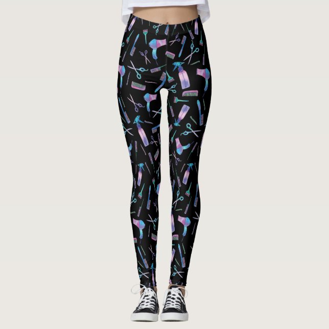Leggings Motif de coiffeur aquarelle (Devant)