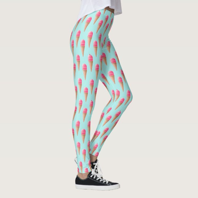 Leggings Motif de cône de crème glacée aux fraises roses, b (Droite)