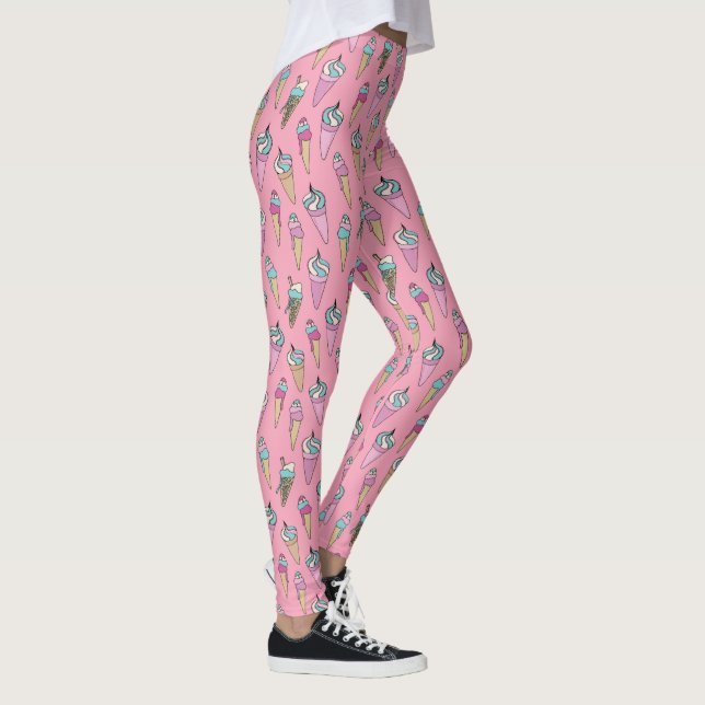 Leggings Motif de cône de glace rose (Droite)
