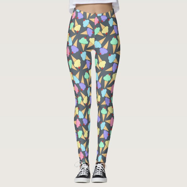 Leggings Motif de cônes de crème glacée mignonne (Devant)